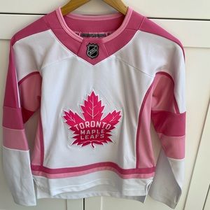 Youth sized pink NHL Maple Leafs Jersey